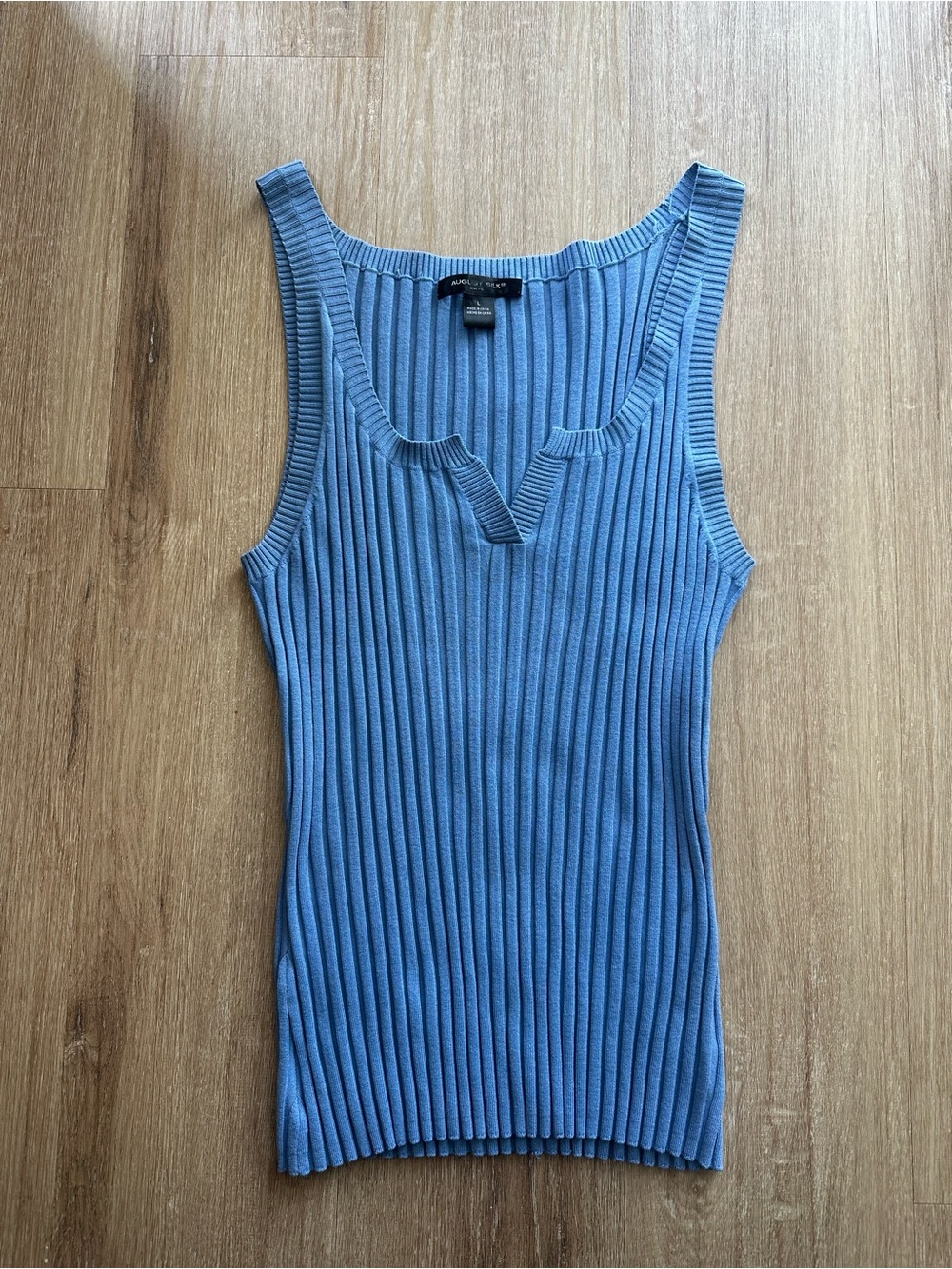 August Silk Ribbed Knit Tank - Periwinkle Blue - Sz L